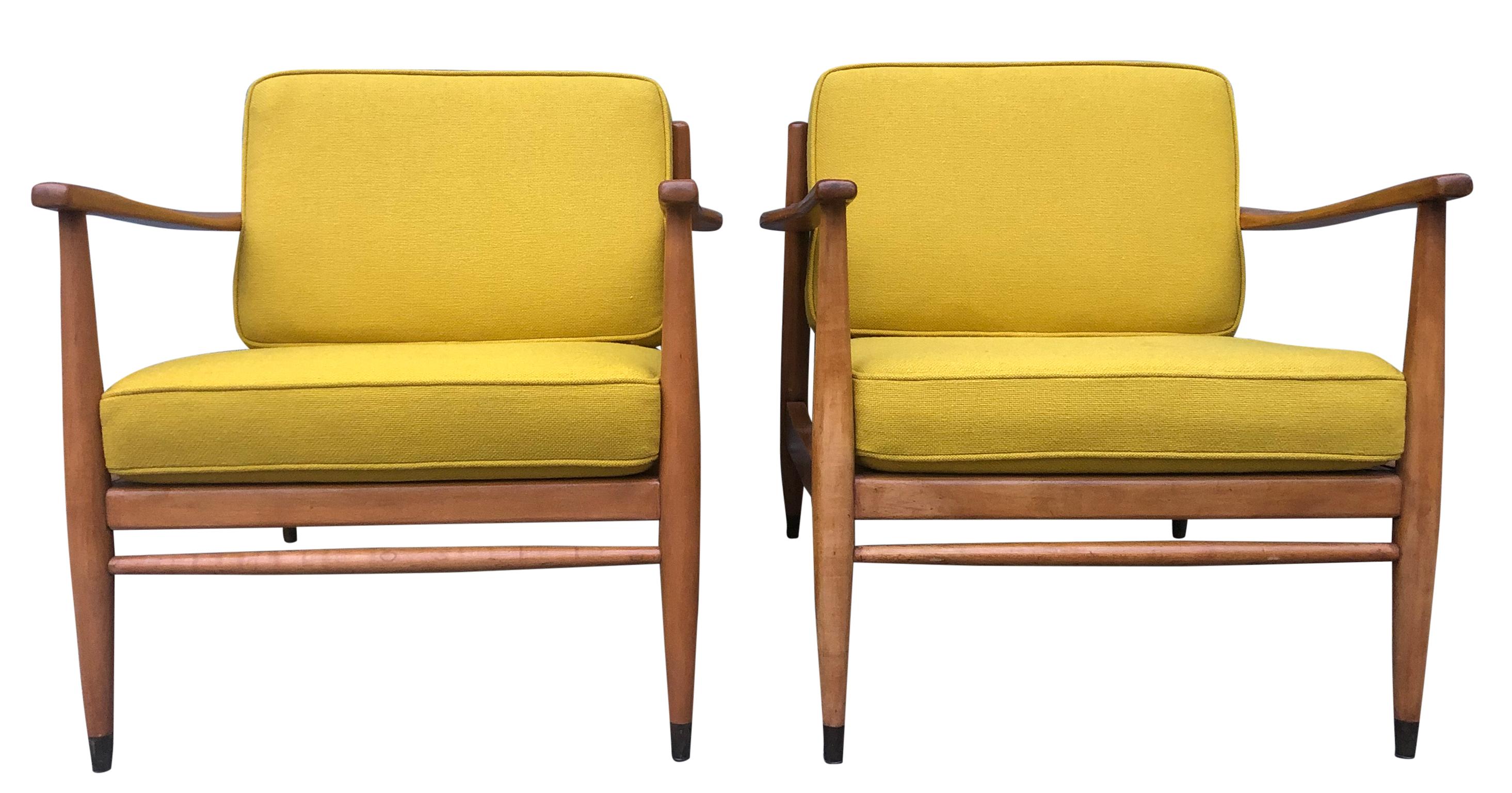 Mid-Century Modern Pair of Midcentury Folke Ohlsson Blonde Lounge Chairs Gold
