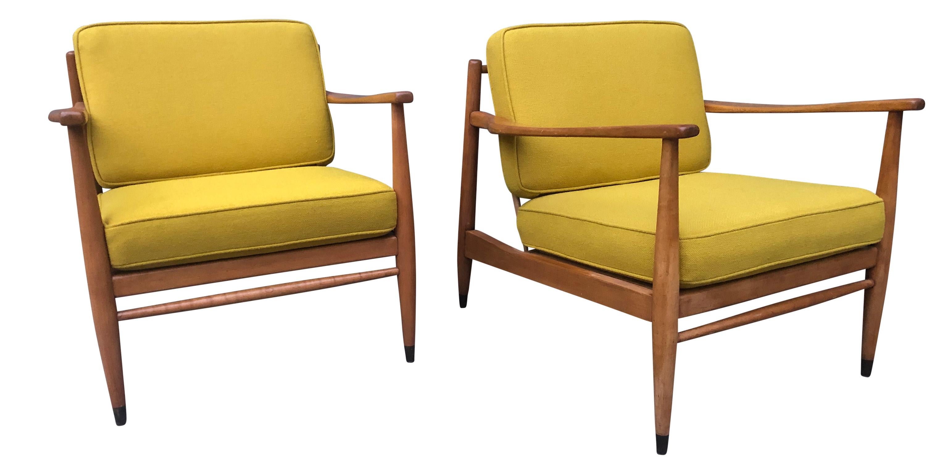 Danish Pair of Midcentury Folke Ohlsson Blonde Lounge Chairs Gold