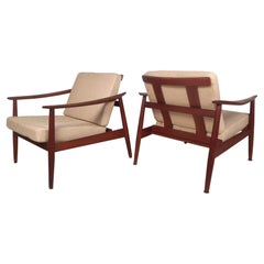 Pair of Midcentury France and Son Adjustable Lounge Chairs by John Stuart