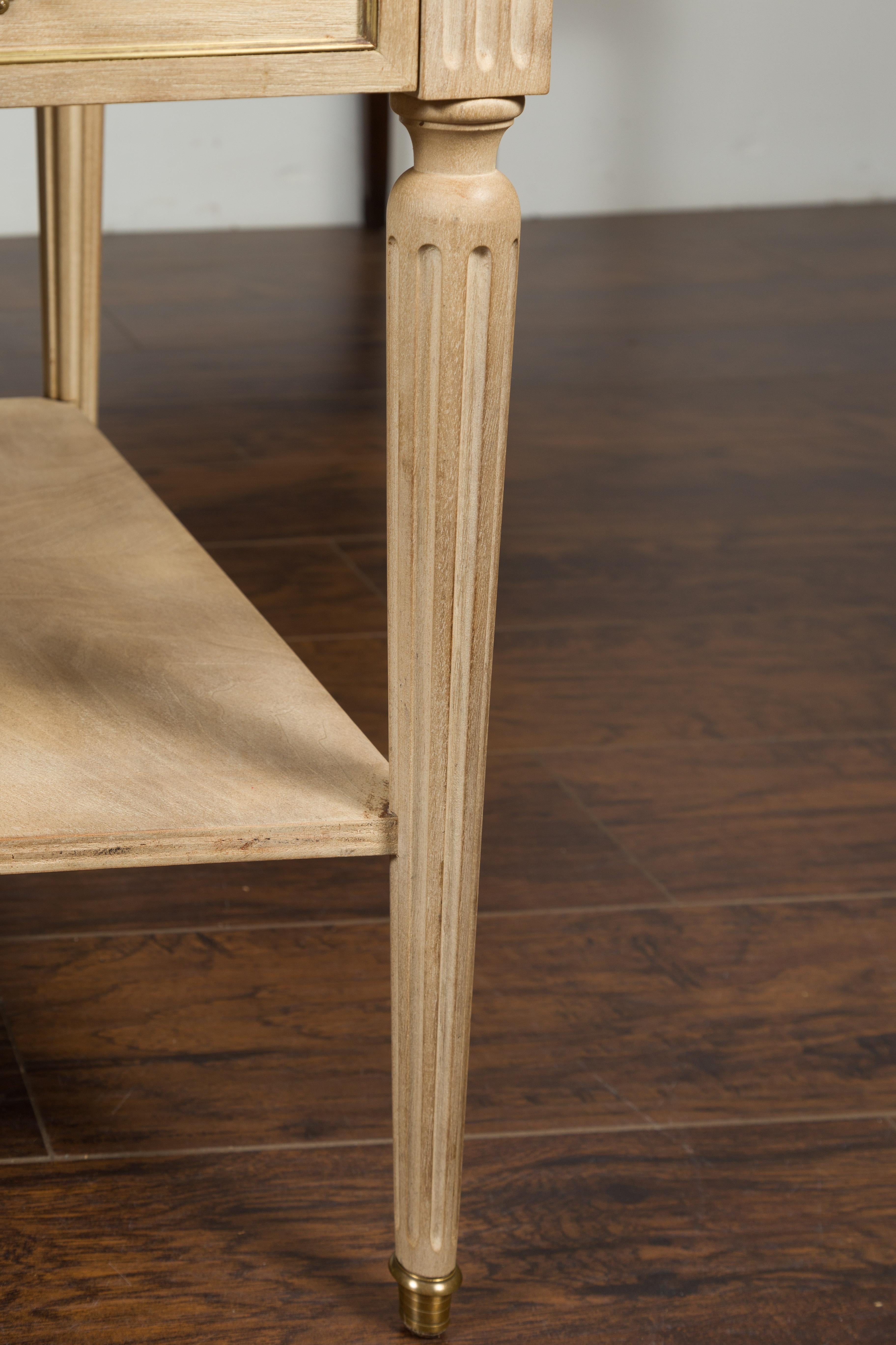 Pair of Midcentury French Bleached Walnut End Tables with Drawers and Gallery 6