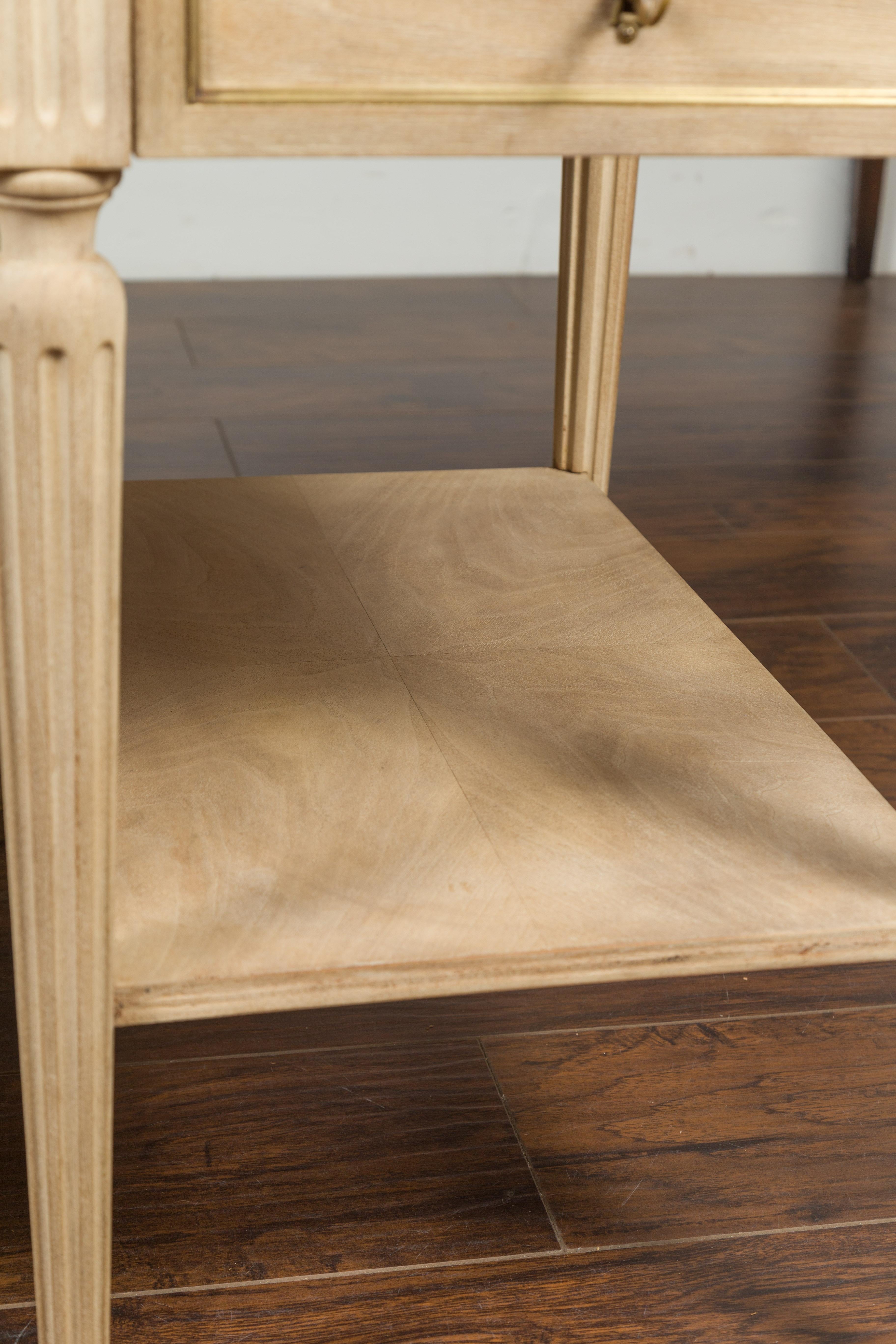 Pair of Midcentury French Bleached Walnut End Tables with Drawers and Gallery 8