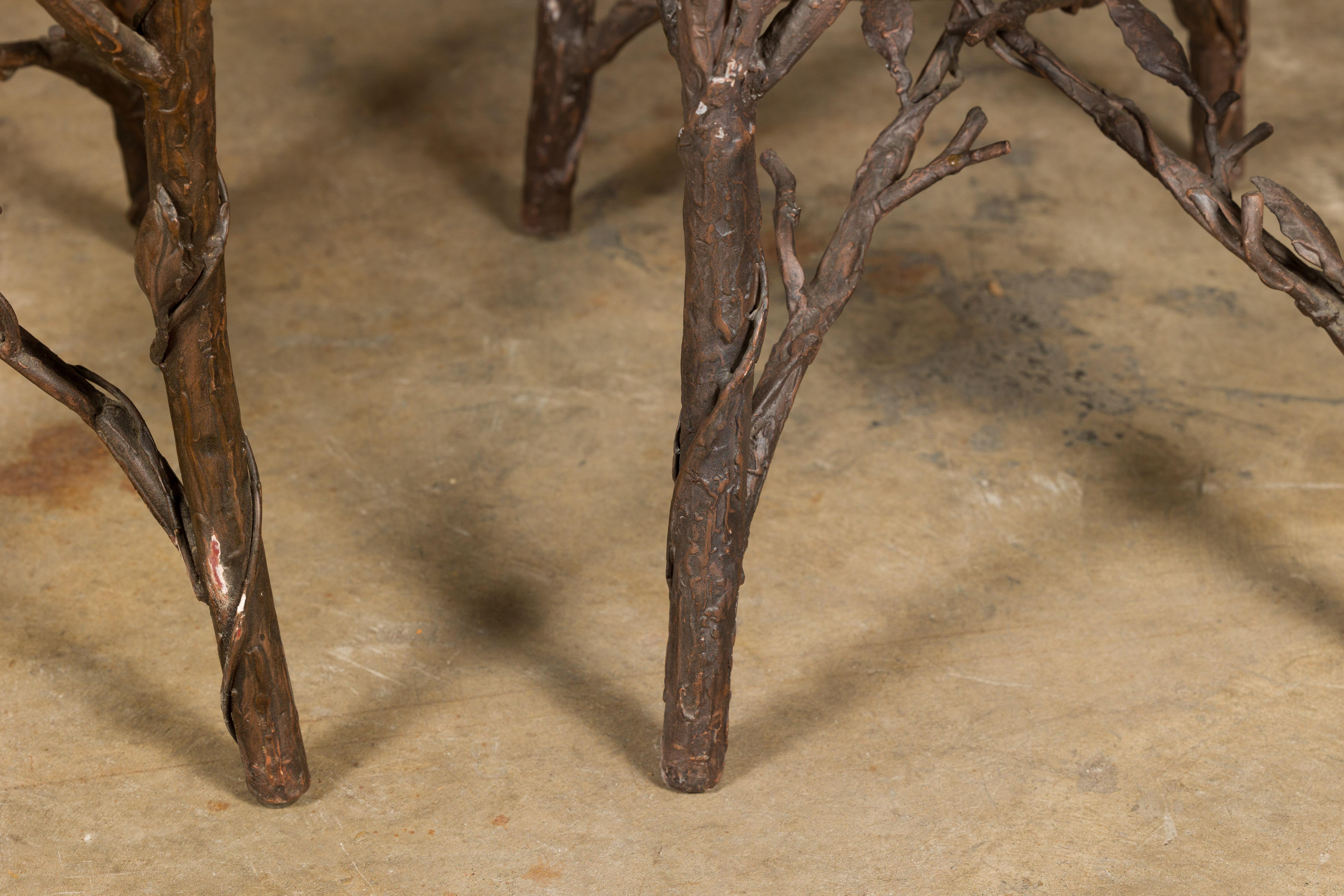 Pair of Midcentury French Iron Twig Drinks Table Bases with Cross Stretchers For Sale 6