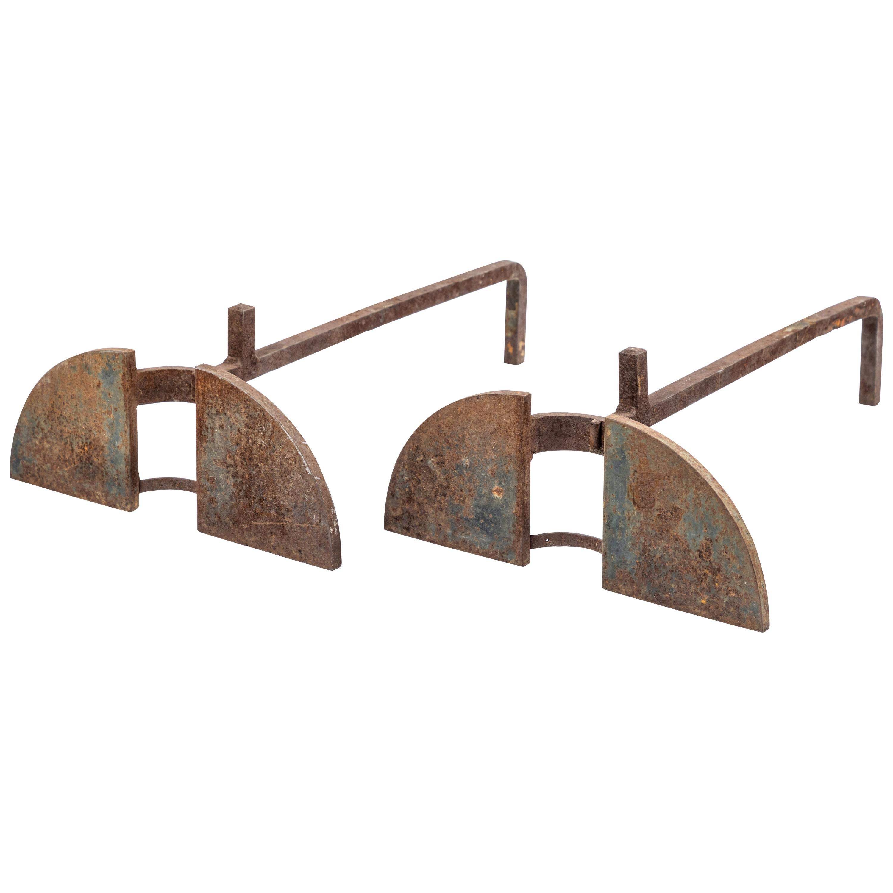 Pair of Midcentury French Metal Andirons