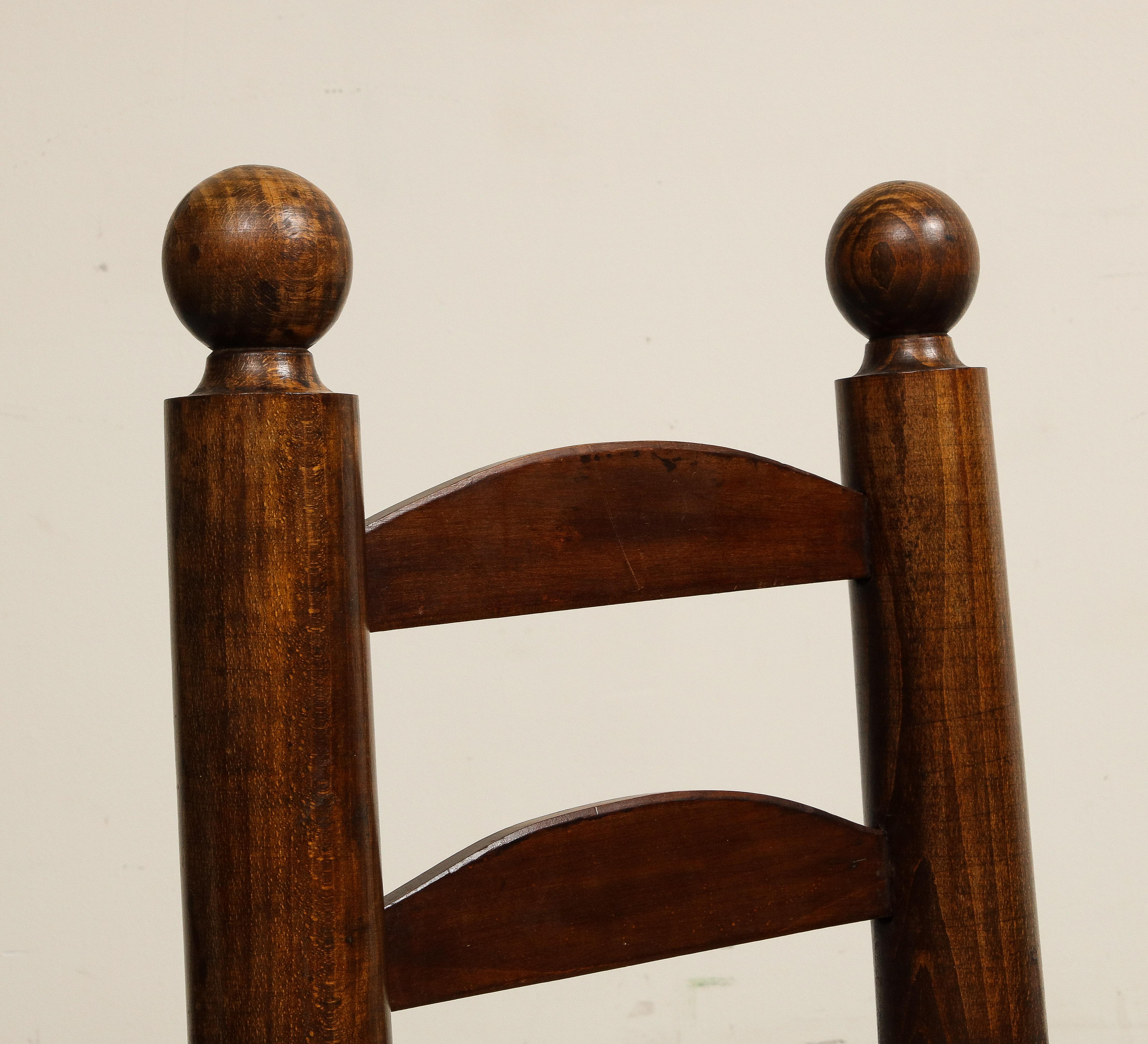 Pair of Midcentury French Oak and Rush Low Children's Chairs by Charles Dudouyt 5