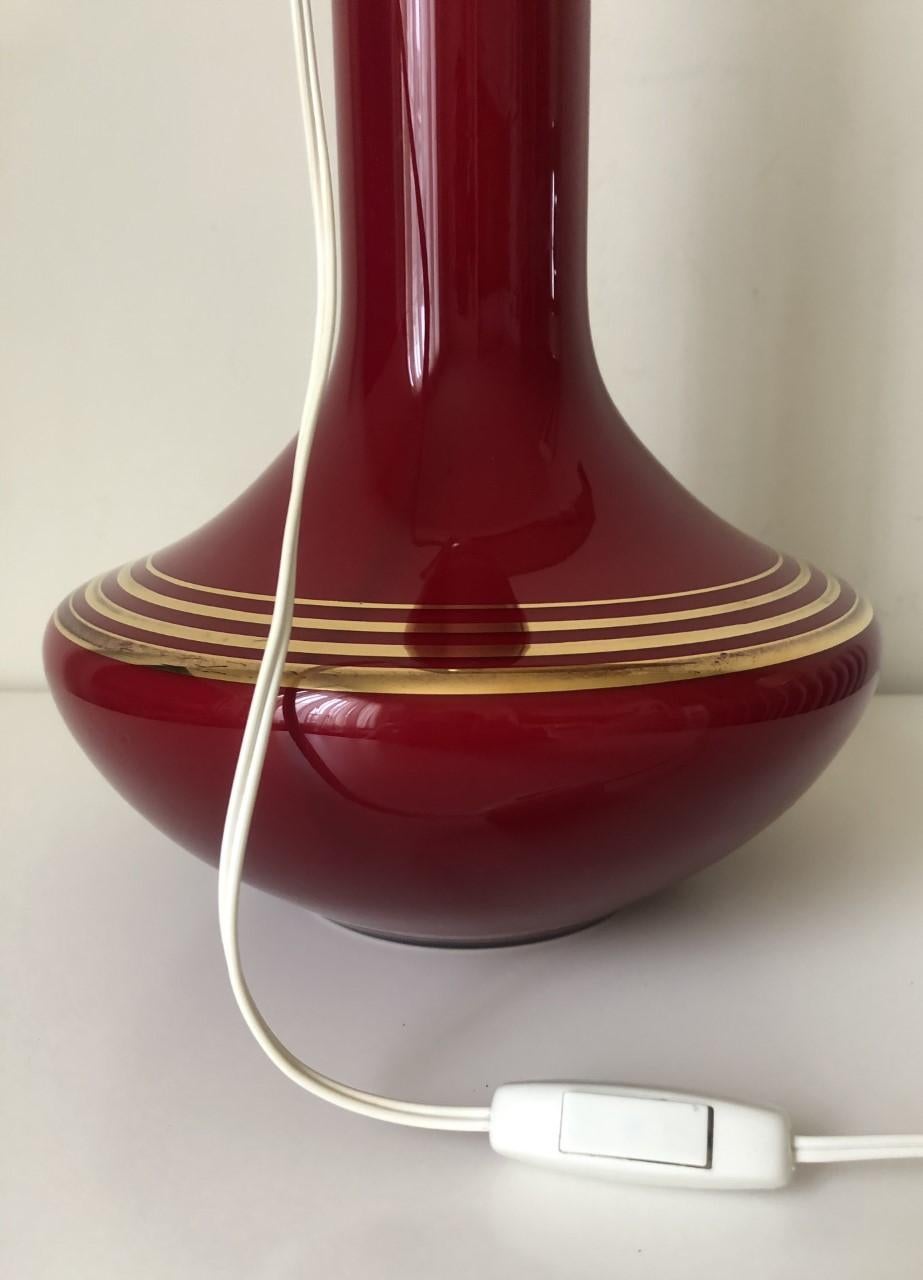 Pair of Midcentury French Red Opaline Glass Table Lamps, 1970s 2