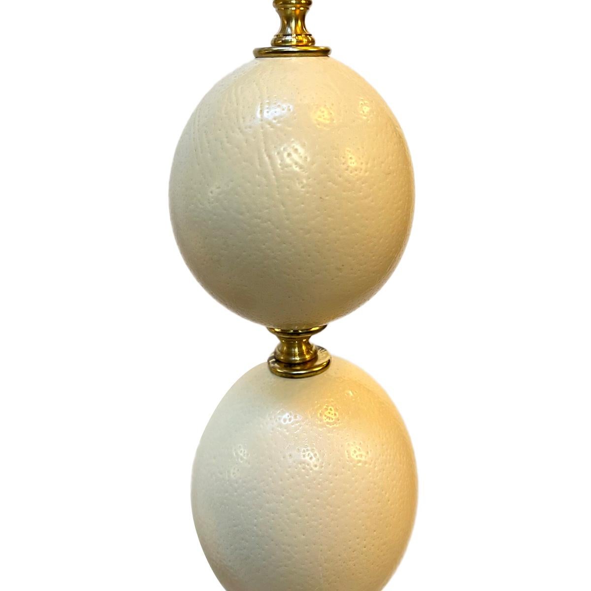 Pair of Midcentury French Ostrich Egg Lamps In Good Condition In New York, NY