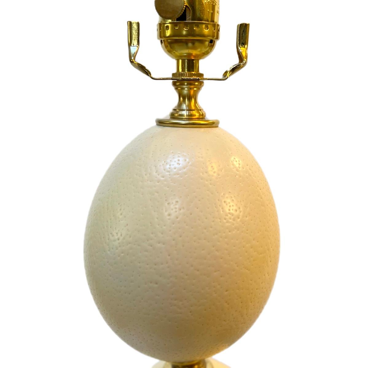 Late 20th Century Pair of Midcentury French Ostrich Egg Lamps