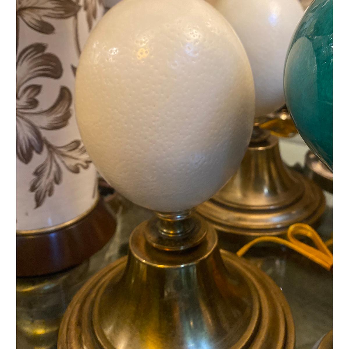 Pair of Midcentury French Ostrich Egg Lamps For Sale 1