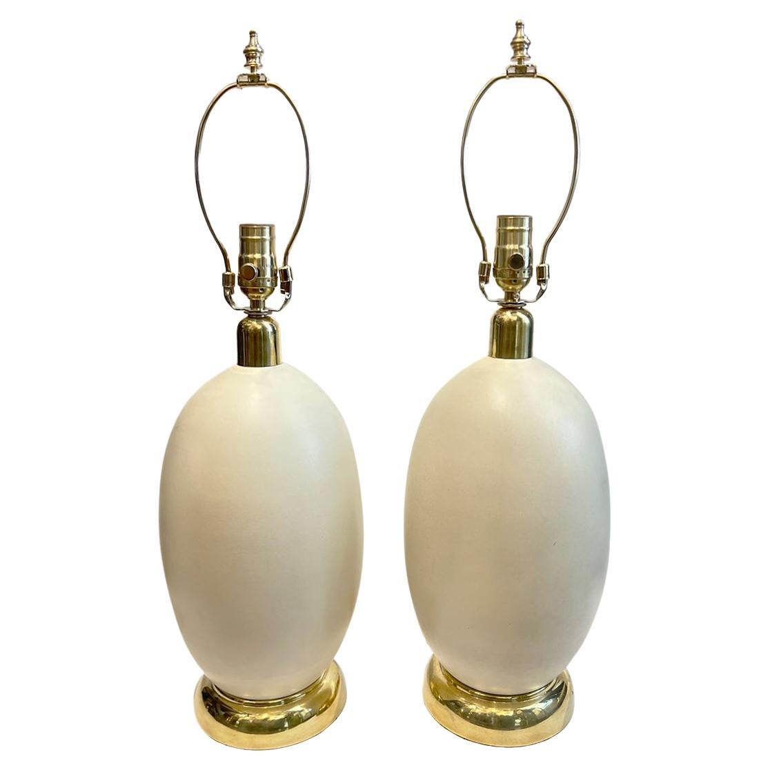 Pair of Midcentury French Porcelain Lamps
