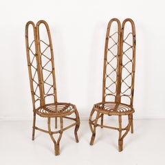 Pair of Midcentury French Riviera Rattan and Bamboo Chairs, France, 1960s