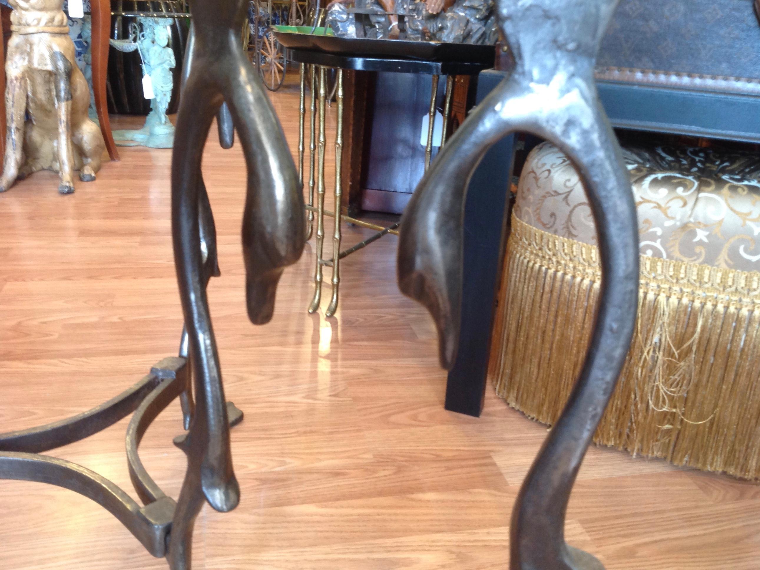 Pair of Midcentury French Steel Swan Motif Tables 3