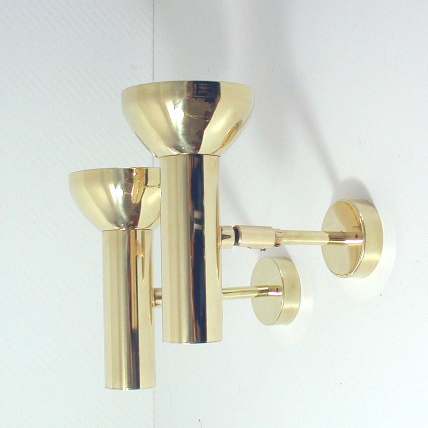 Pair of Midcentury German Brass Wall Lights by Cosack, 1960s For Sale 3