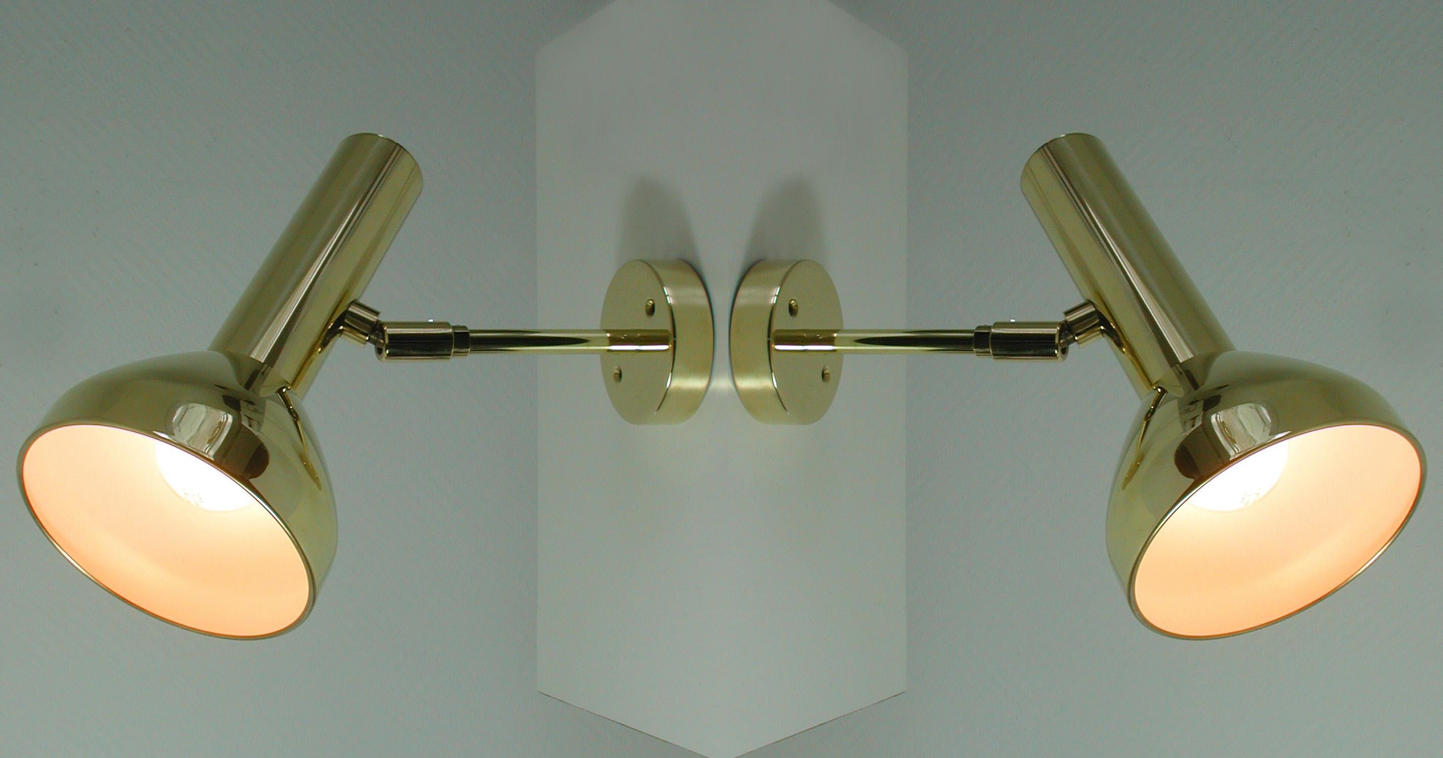 Pair of Midcentury German Brass Wall Lights by Cosack, 1960s For Sale 6