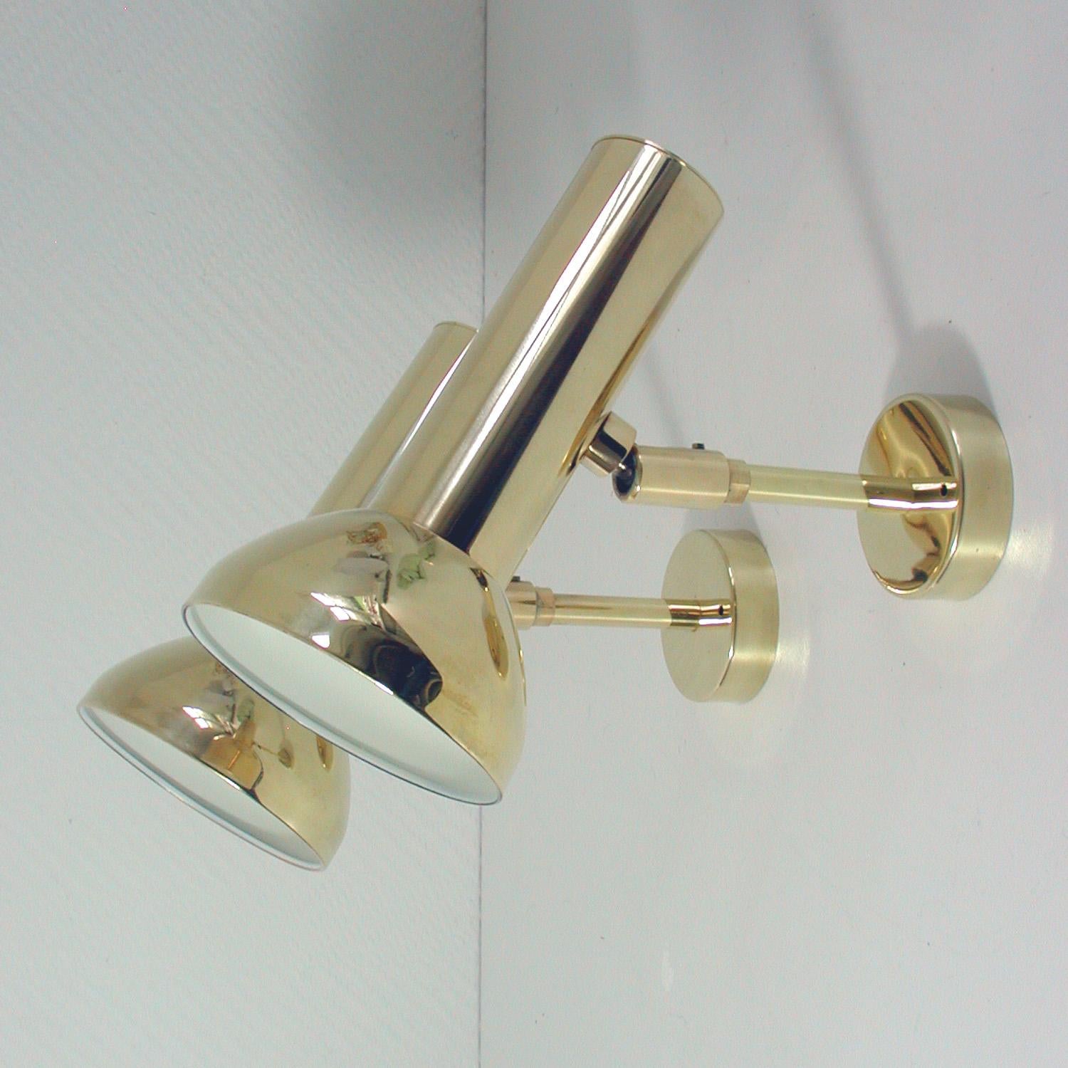 Mid-Century Modern Pair of Midcentury German Brass Wall Lights by Cosack, 1960s For Sale
