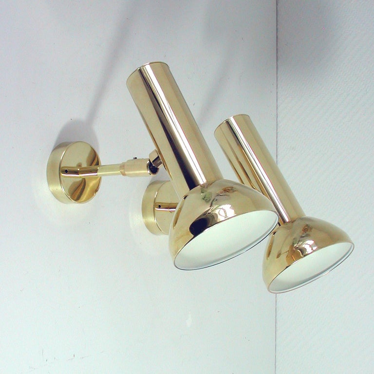 Pair of Midcentury German Brass Wall Lights by Cosack, 1960s For Sale 1