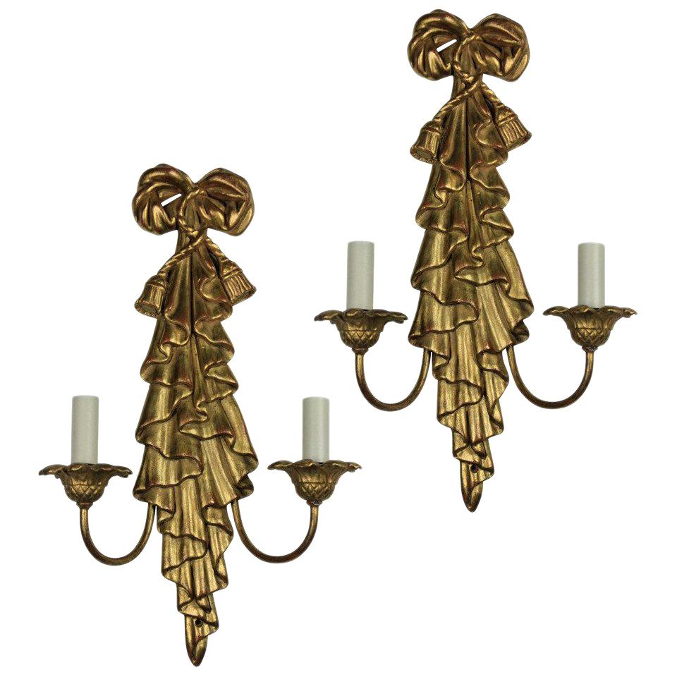 Pair of Midcentury Giltwood Sconces