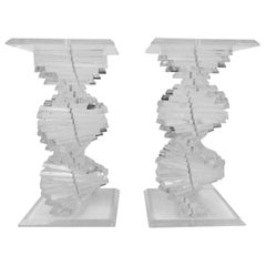 Pair of Midcentury Glass and Lucite Display Pedestals