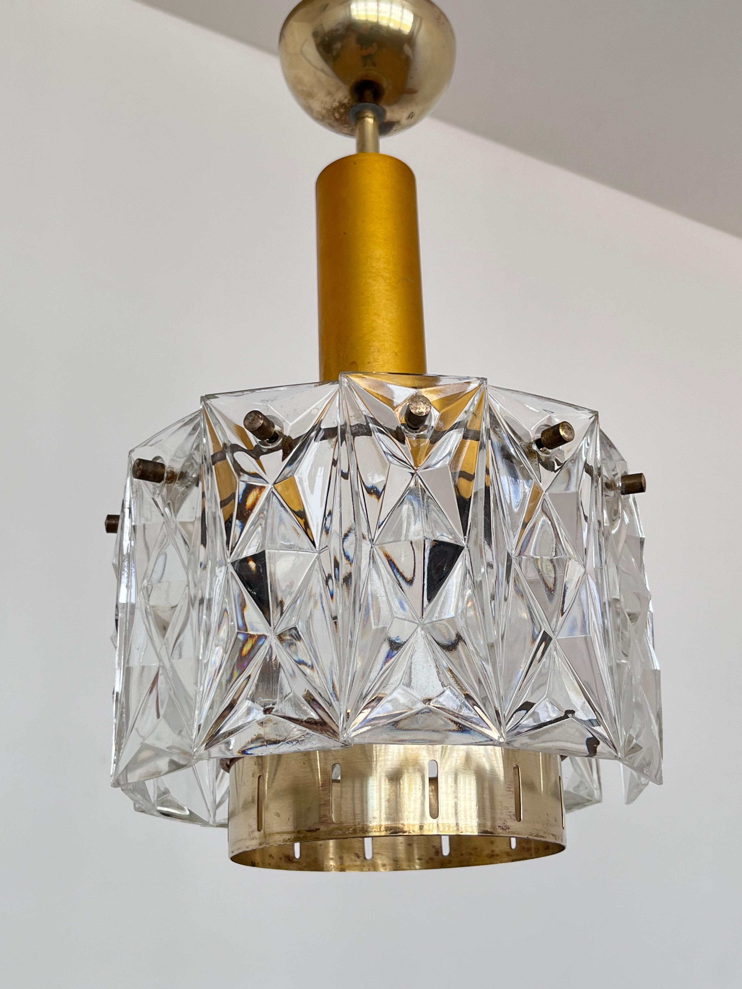 Pair of Midcentury Glass Chandeliers/pendants by Kinkeldey, Germany, 1970s For Sale 1