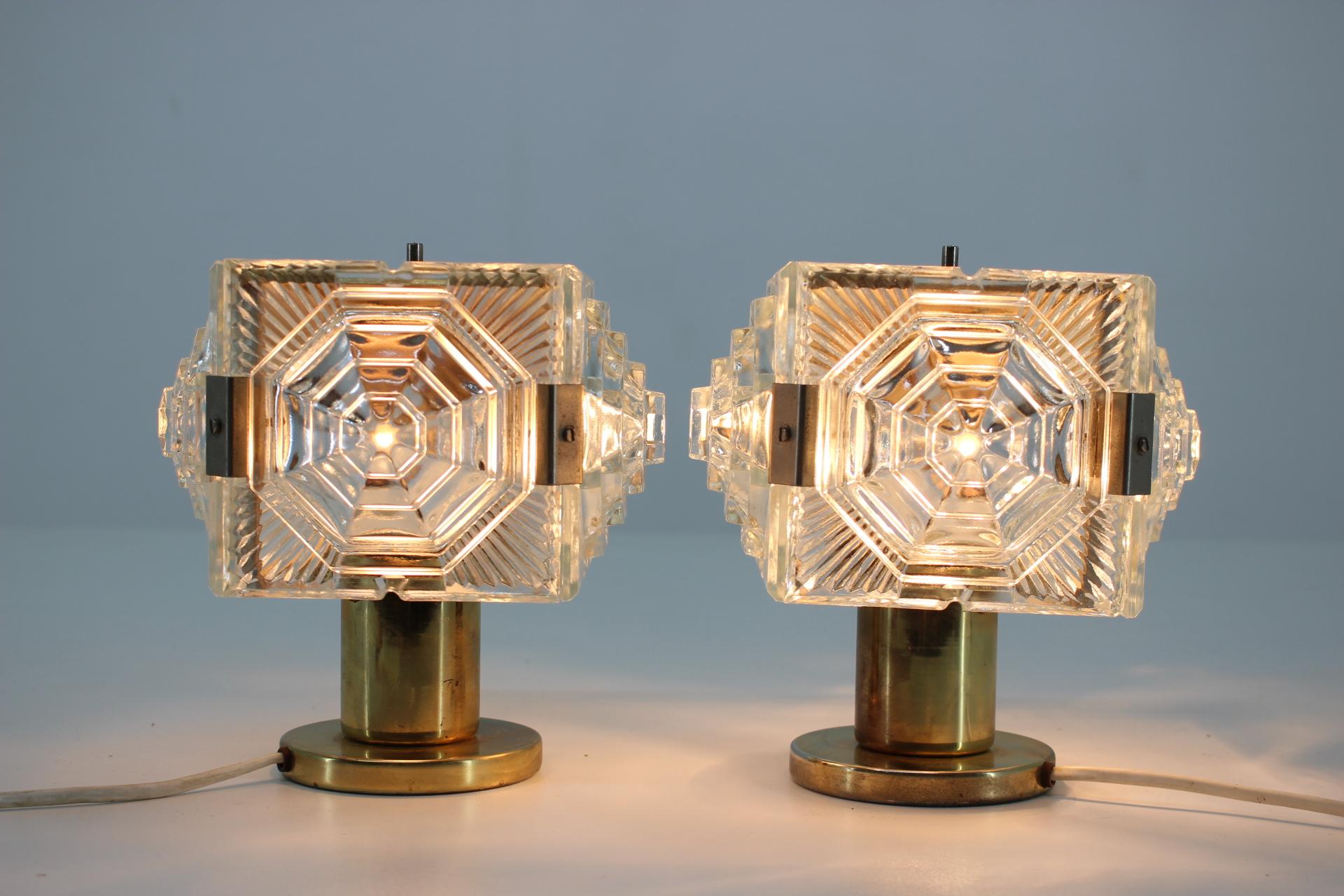 Mid-Century Modern Pair of Midcentury Glass Design Table Lamps, 1970s