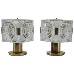 Pair of Midcentury Glass Design Table Lamps, 1970s