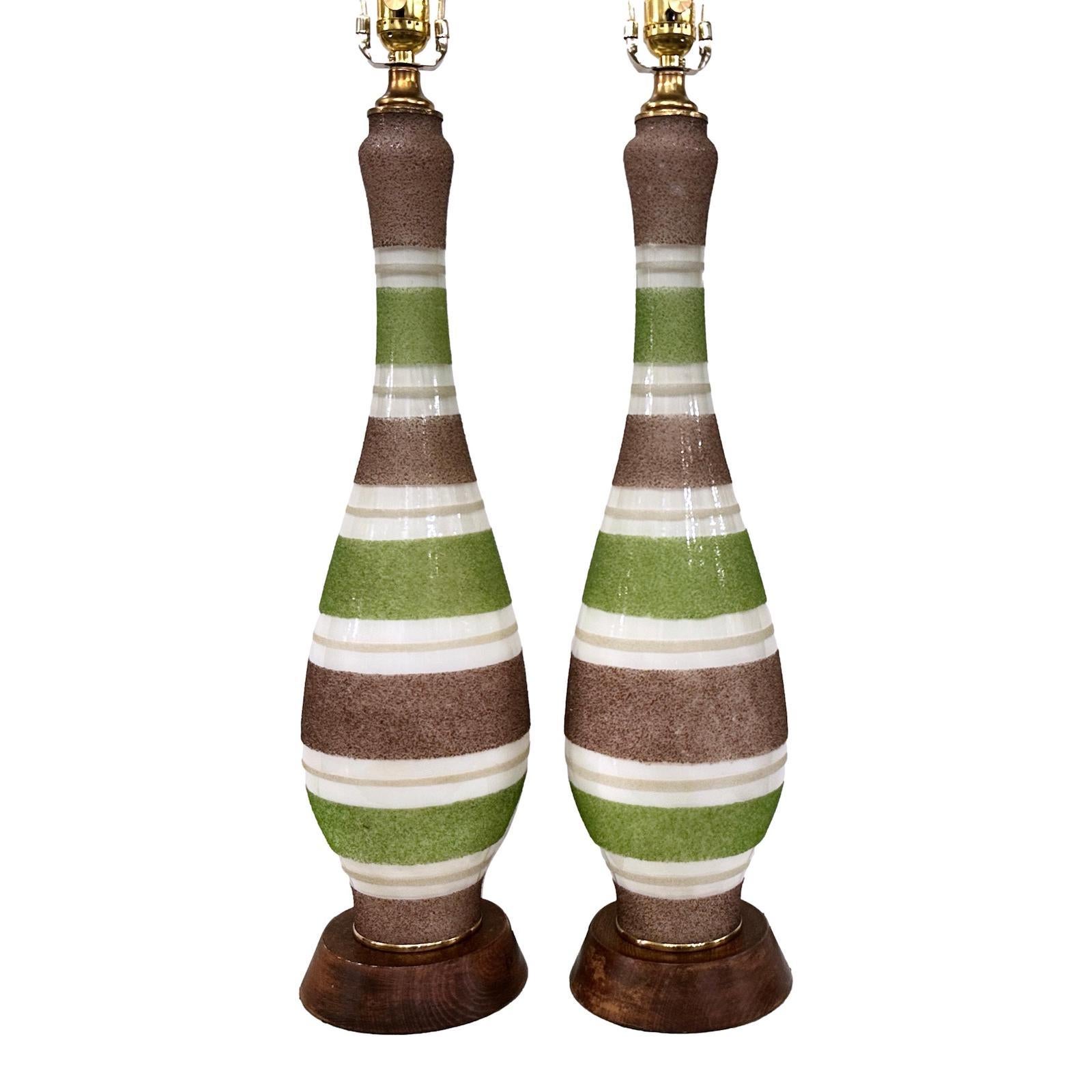 Paire de lampes en verre du milieu du siècle Bon état - En vente à New York, NY