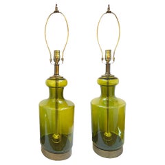 Vintage Pair of Midcentury Glass Lamps