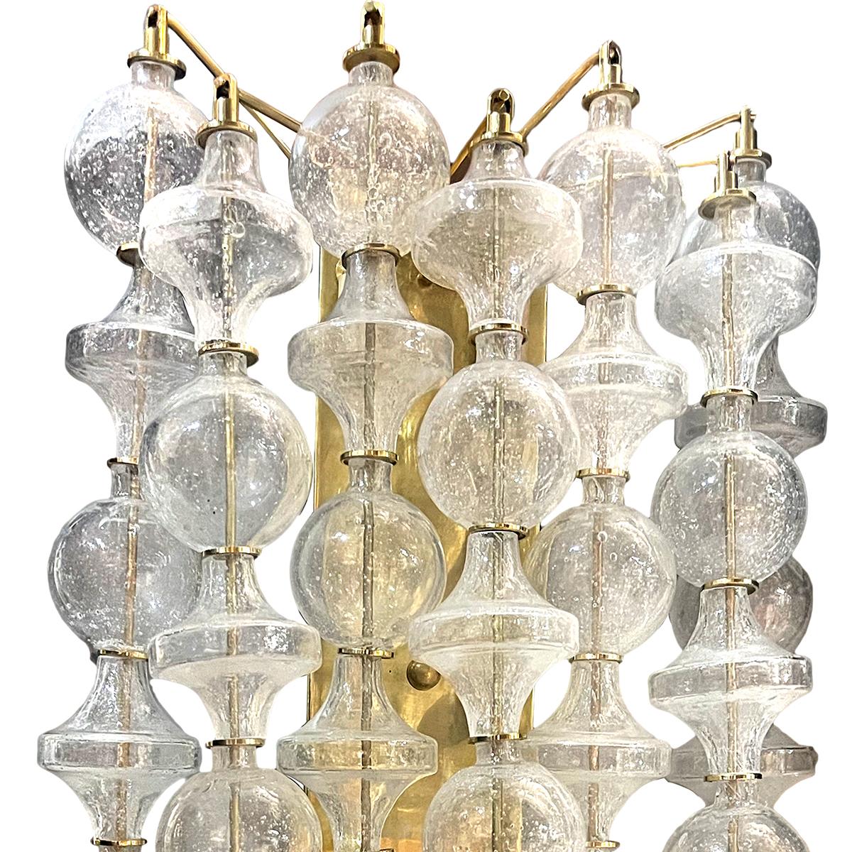 Italian Pair of Midcentury Glass Sconces For Sale