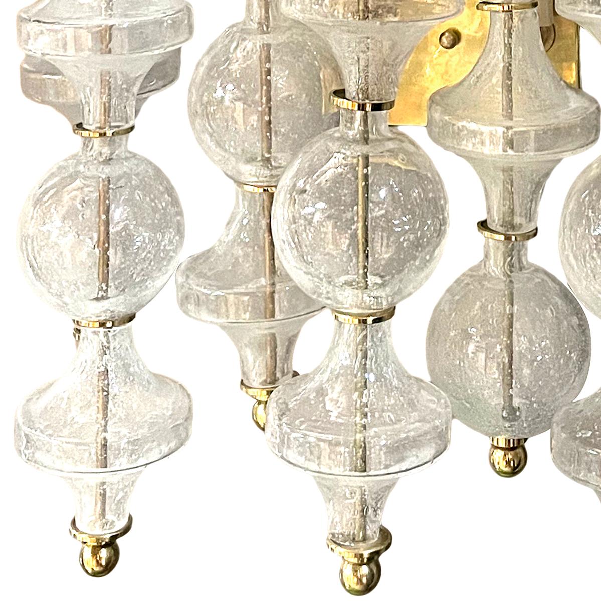 Pair of Midcentury Glass Sconces In Good Condition For Sale In New York, NY