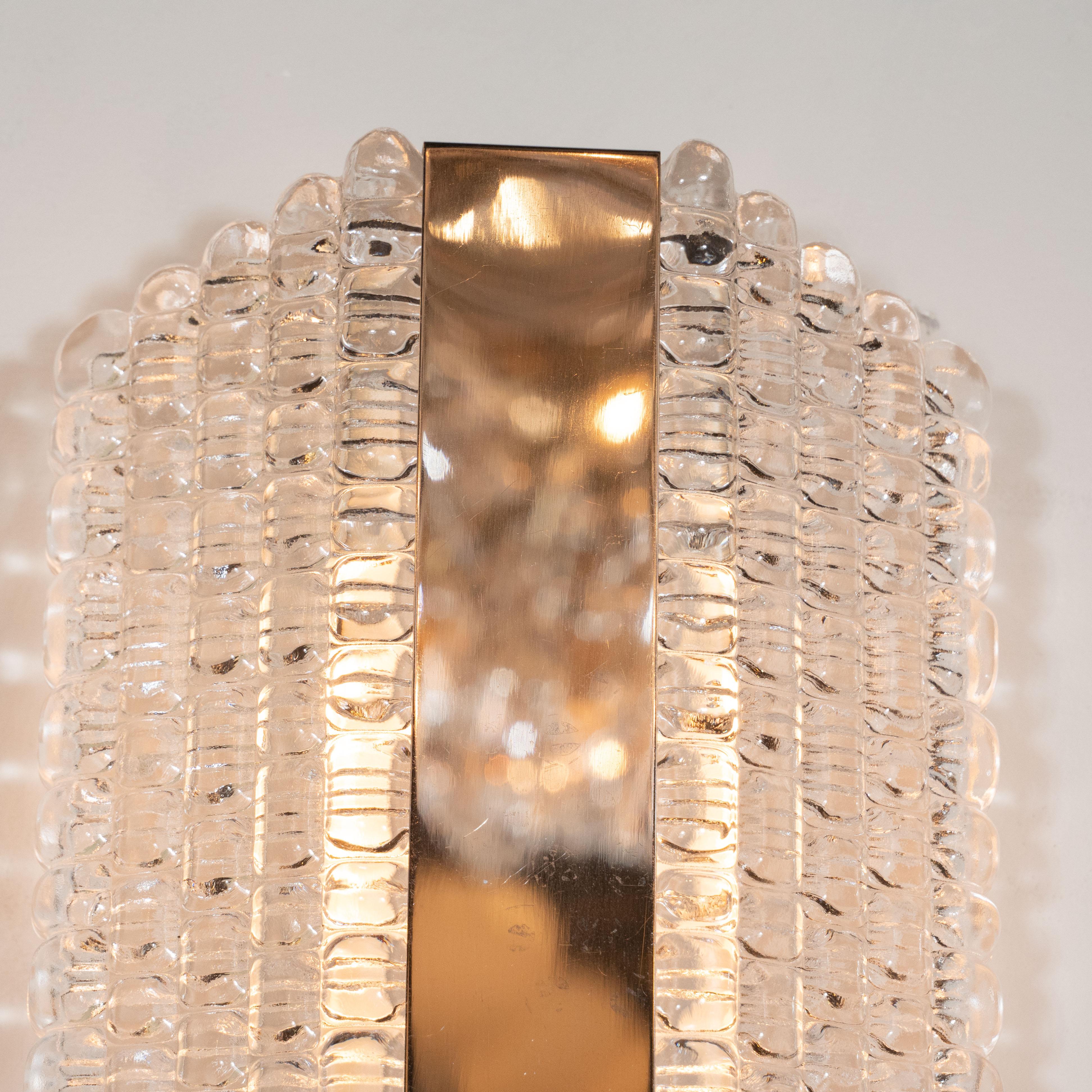 Mid-Century Modern Pair of Midcentury Glass Sconces in Textured Glass by Kaiser Leuchten