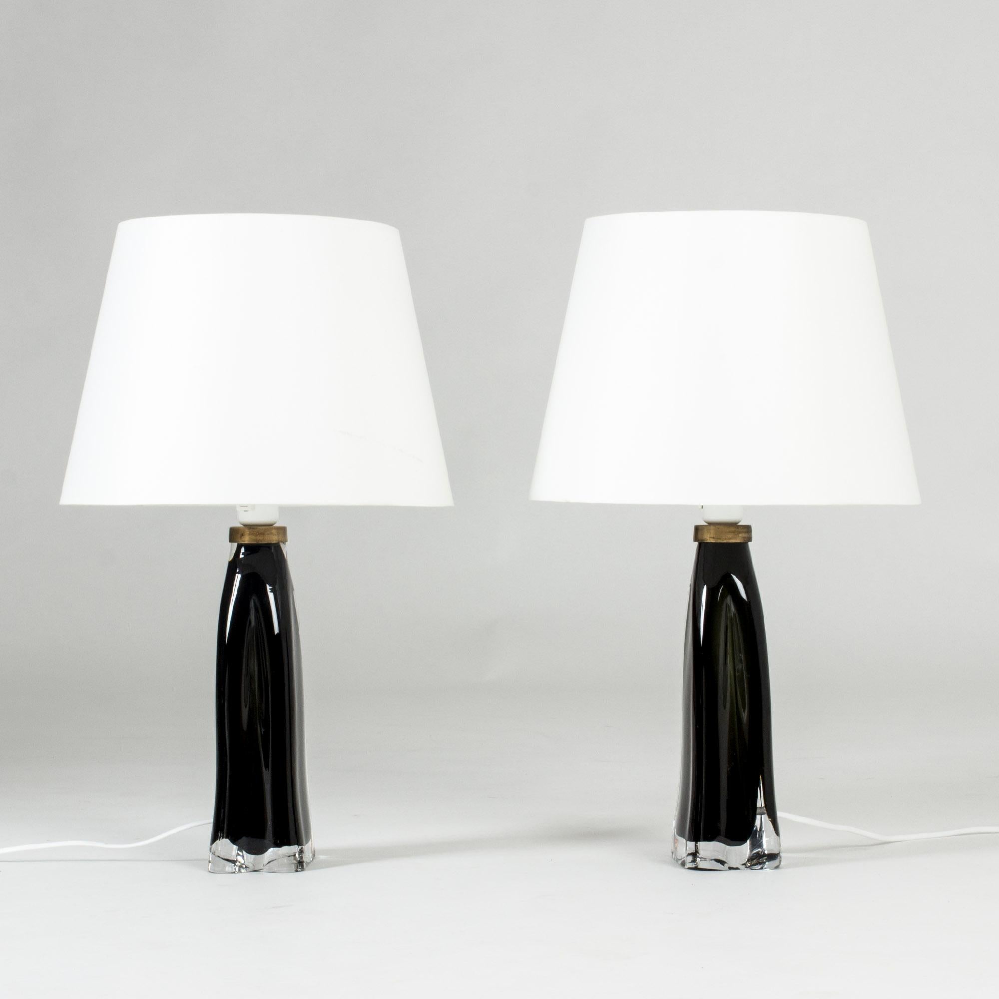 Scandinavian Modern Pair of Midcentury Glass Table Lamps by Carl Fagerlund
