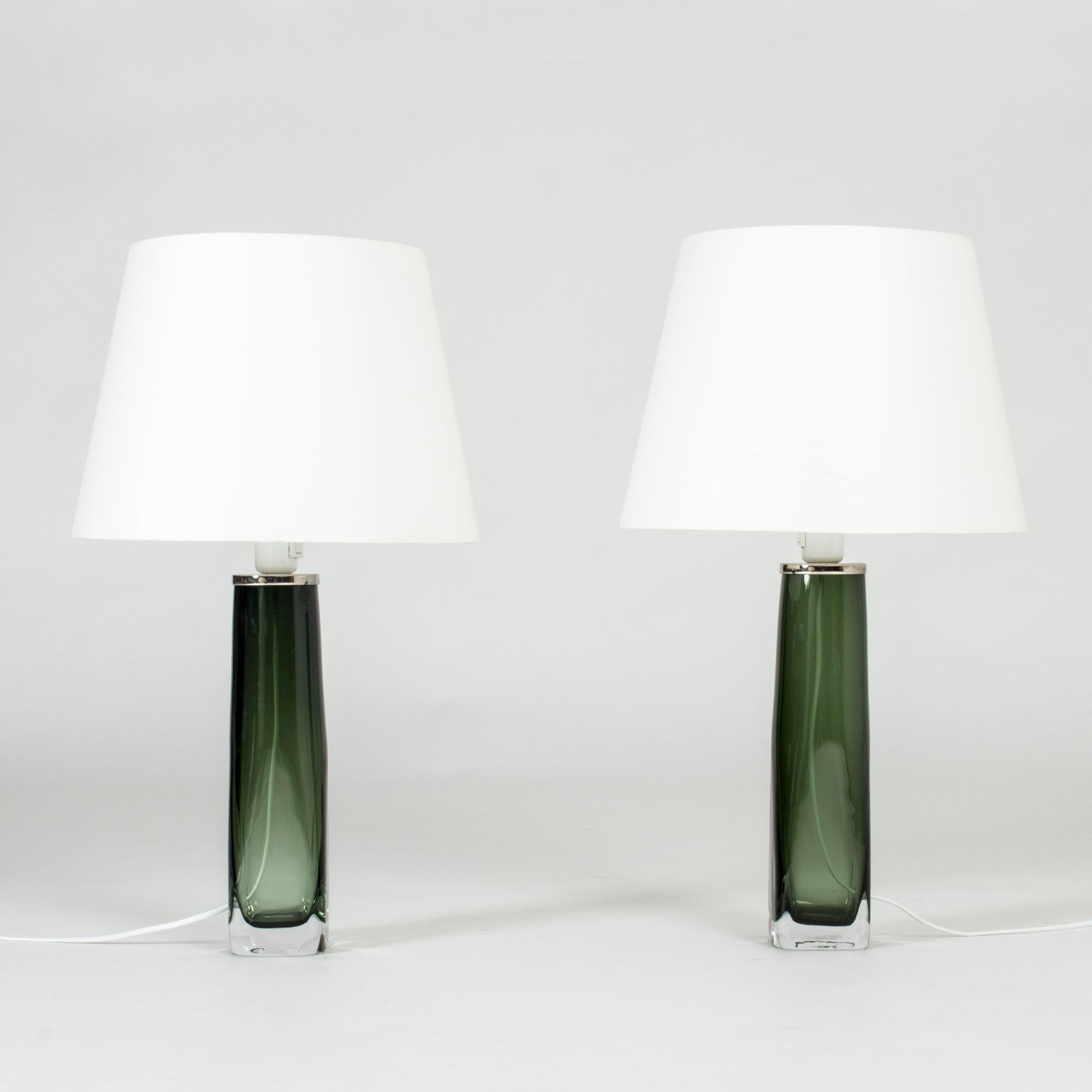 Scandinavian Modern Pair of Midcentury Glass Table Lamps by Carl Fagerlund