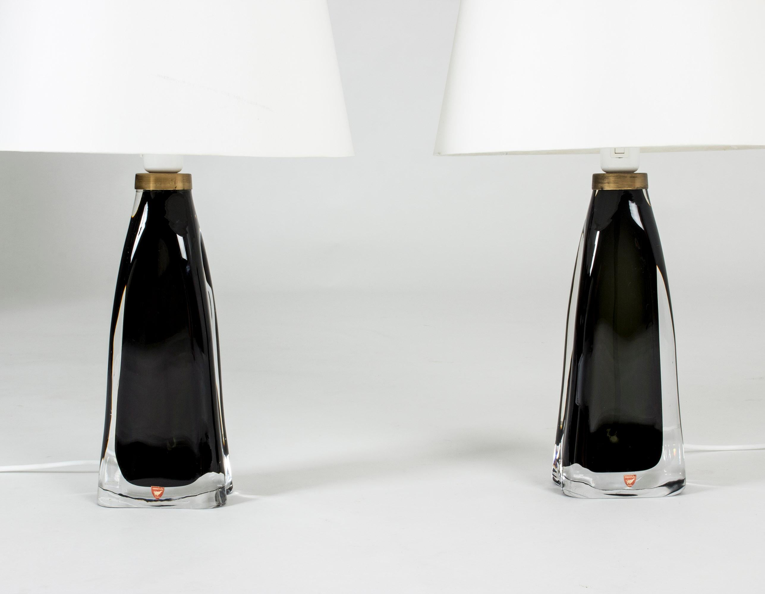 Swedish Pair of Midcentury Glass Table Lamps by Carl Fagerlund