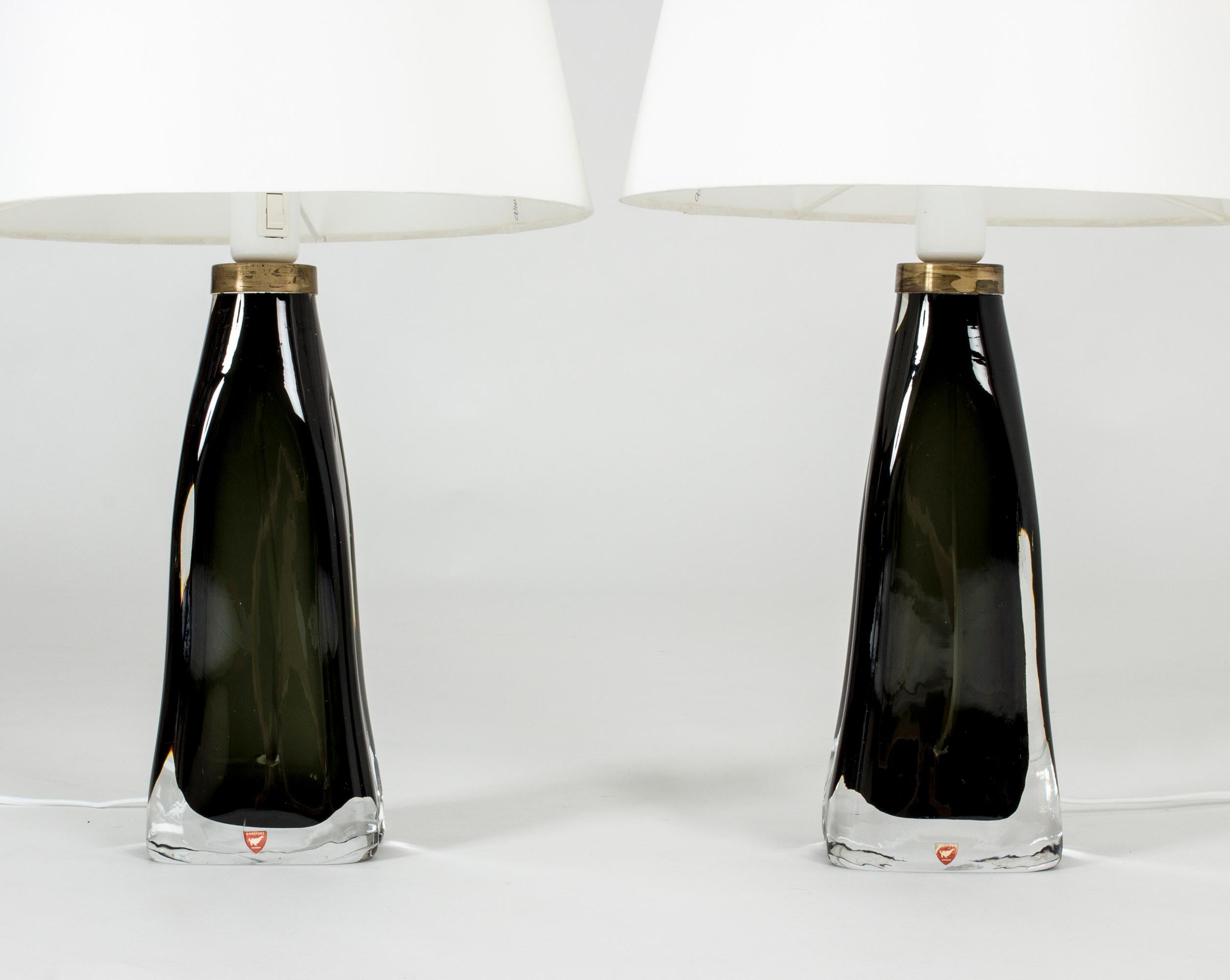 Pair of Midcentury Glass Table Lamps by Carl Fagerlund In Excellent Condition In Stockholm, SE
