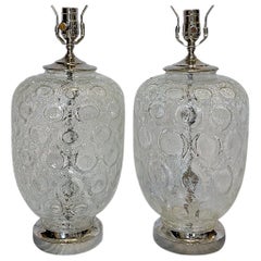 Paar Glas-Tischlampen aus der Mitte des Jahrhunderts