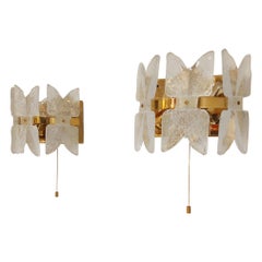 Pair of Midcentury Glass Wall Lamps by Kalmar, 1960s