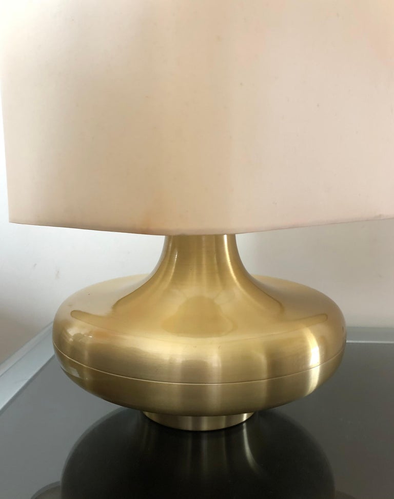 Late 20th Century Pair of Midcentury Gold Brass Spanish Table Lamps, 1970s For Sale