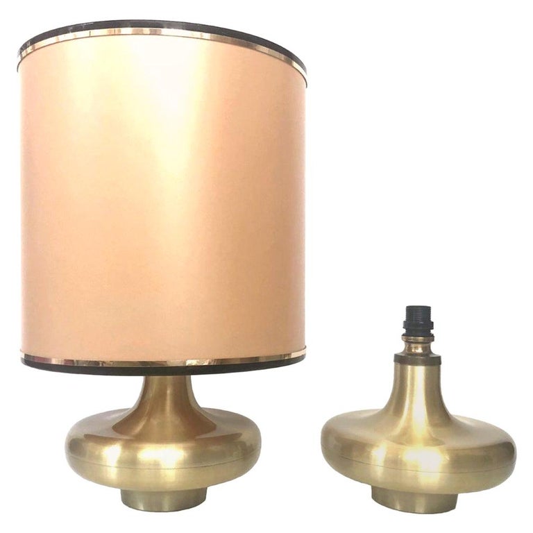 Pair of Midcentury Gold Brass Spanish Table Lamps, 1970s For Sale