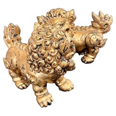 Pair of Mid-Century Gold Finish on Resin Foo Dogs or Bookends