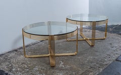 Pair of Midcentury Guilded Steel Wire Side Tables