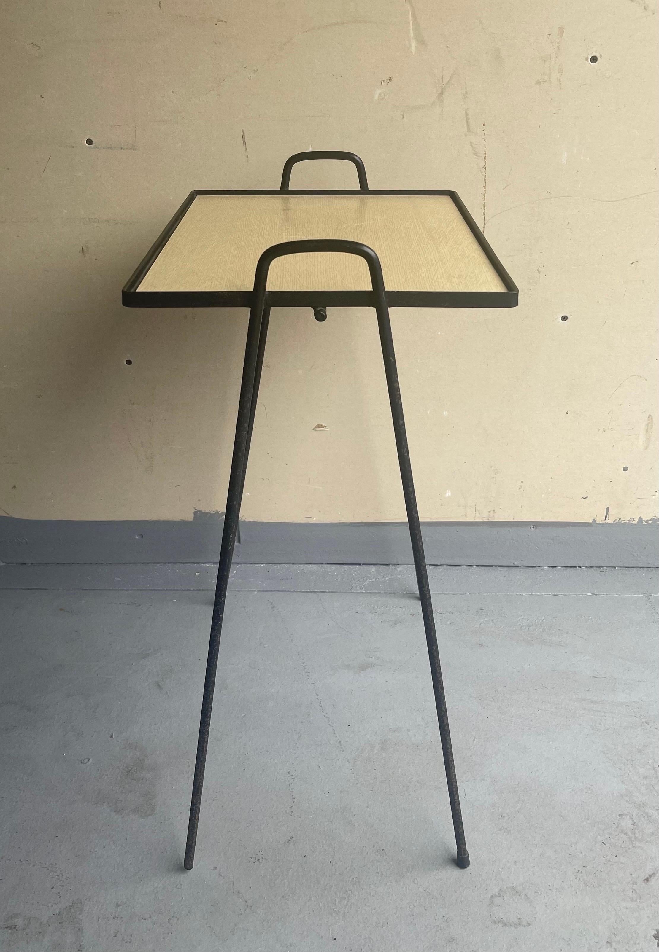 Steel Pair of Mid-Century Hairpin Stacking TV Tray Tables