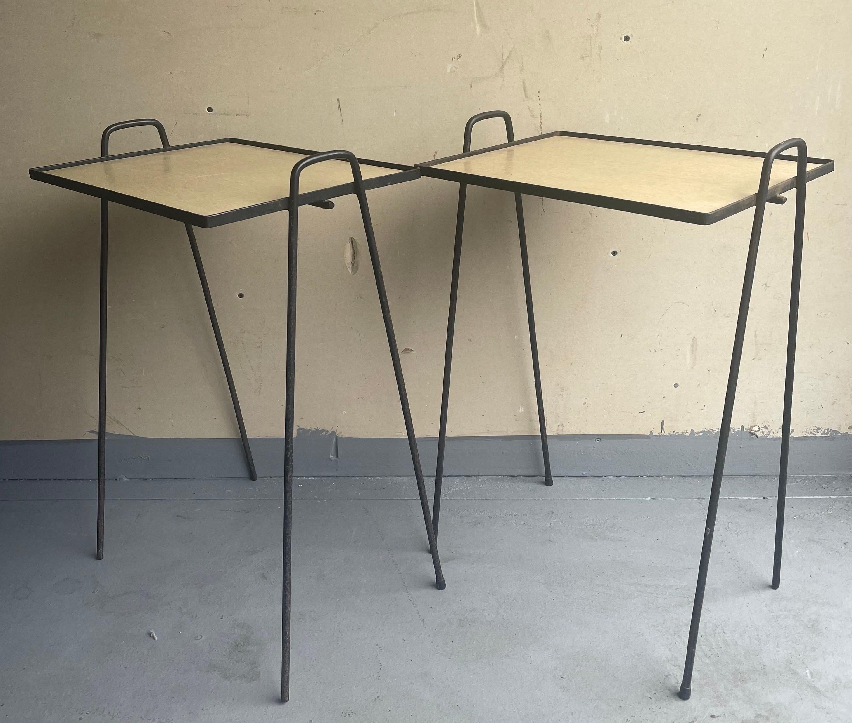 Pair of Mid-Century Hairpin Stacking TV Tray Tables 1