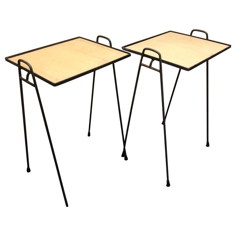 Pair of Midcentury Hairpin Stacking TV Tray Tables at 1stDibs