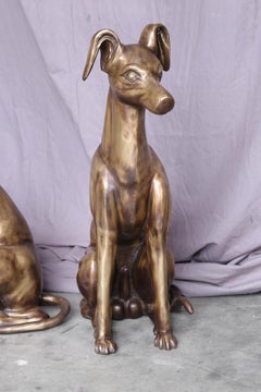 Pair of Midcentury Hand Cast Bronze Decorative Sitting Dogs
