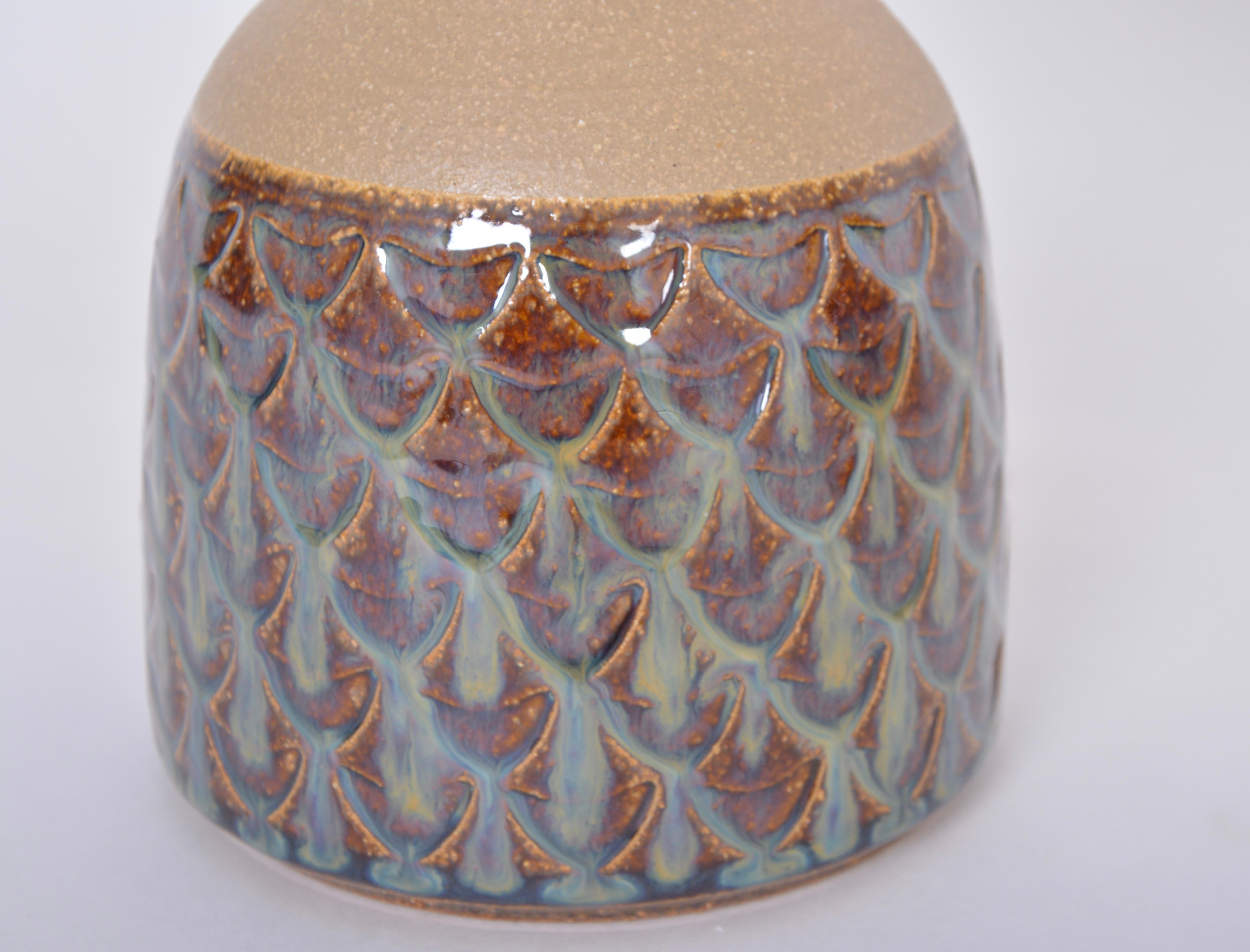Ceramic Pair of Midcentury Handmade Table Lamps Model 3012 by Einar Johansen for Soholm For Sale