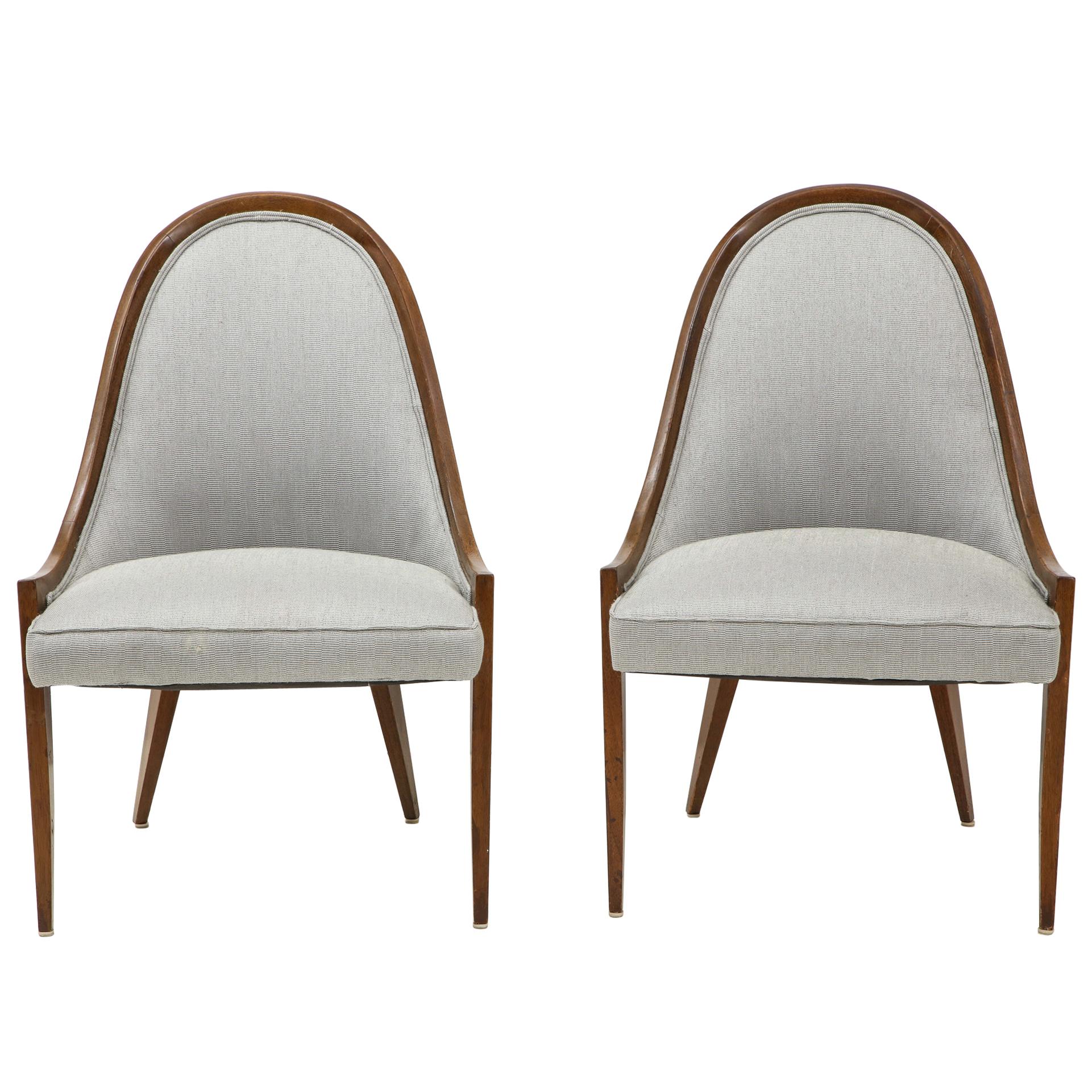 Pair of Midcentury Harvey Prober Upholstered Slipper Chairs