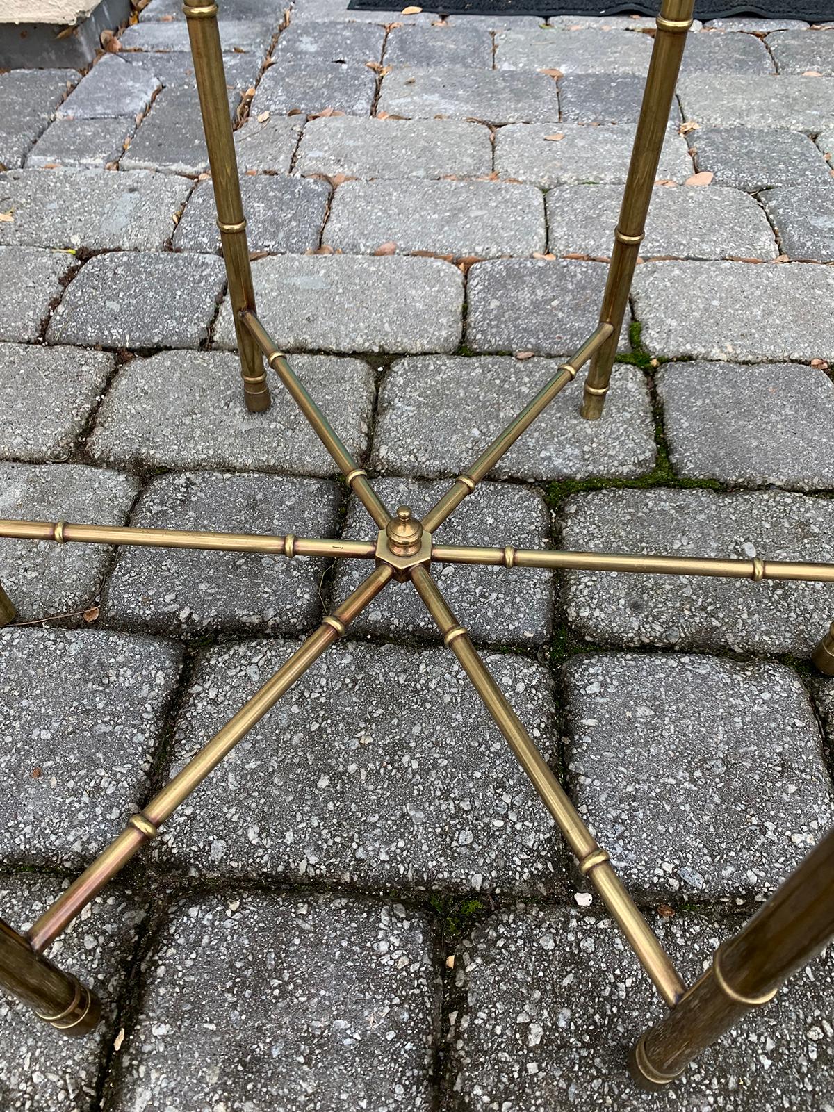 Pair of Mid-20th Century Hexagonal Faux Bamboo Brass and Glass Top Side Tables 6