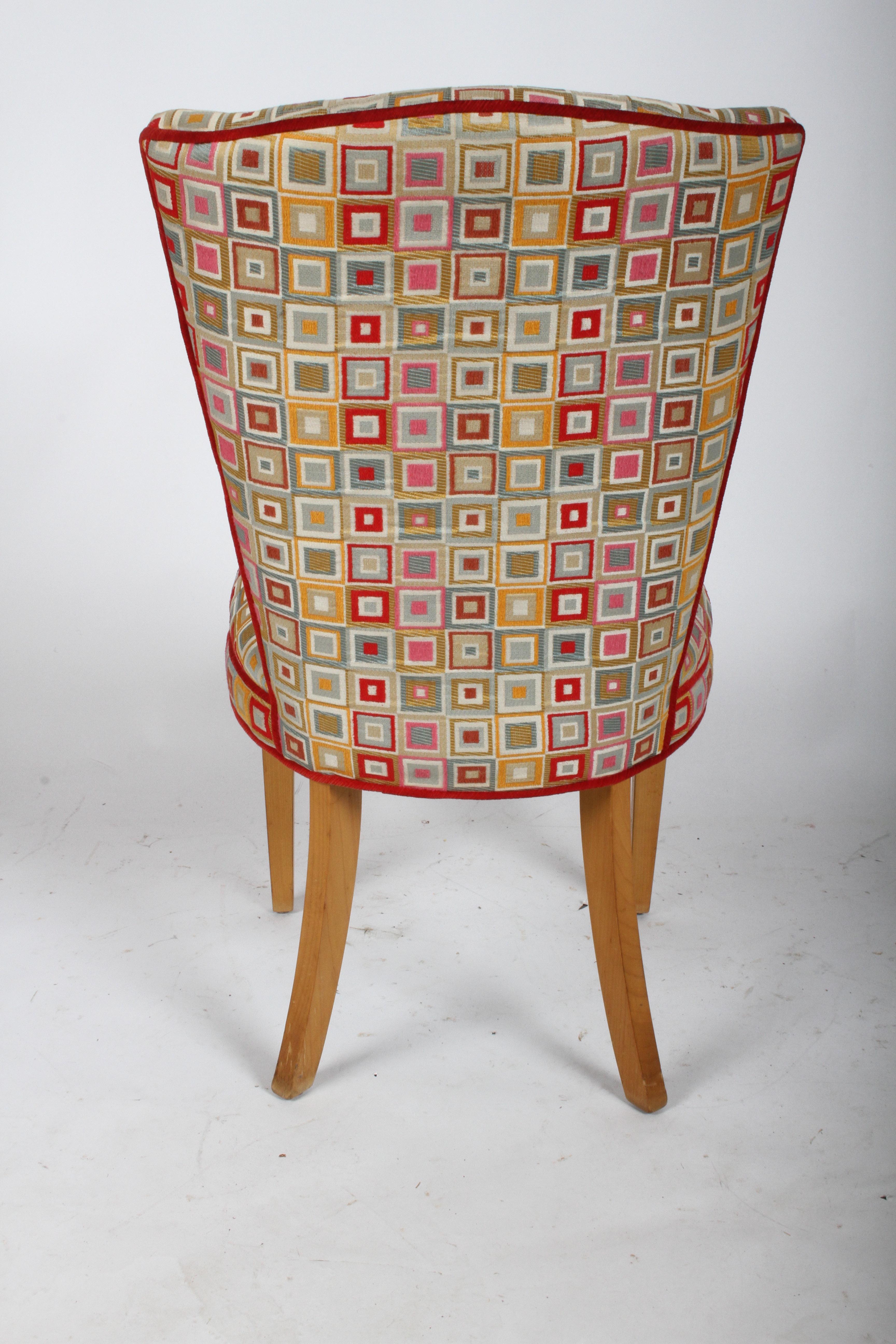Pair of Mid-Century Modern Colorful High Back Dining or Occasional Chairs -  For Sale 3