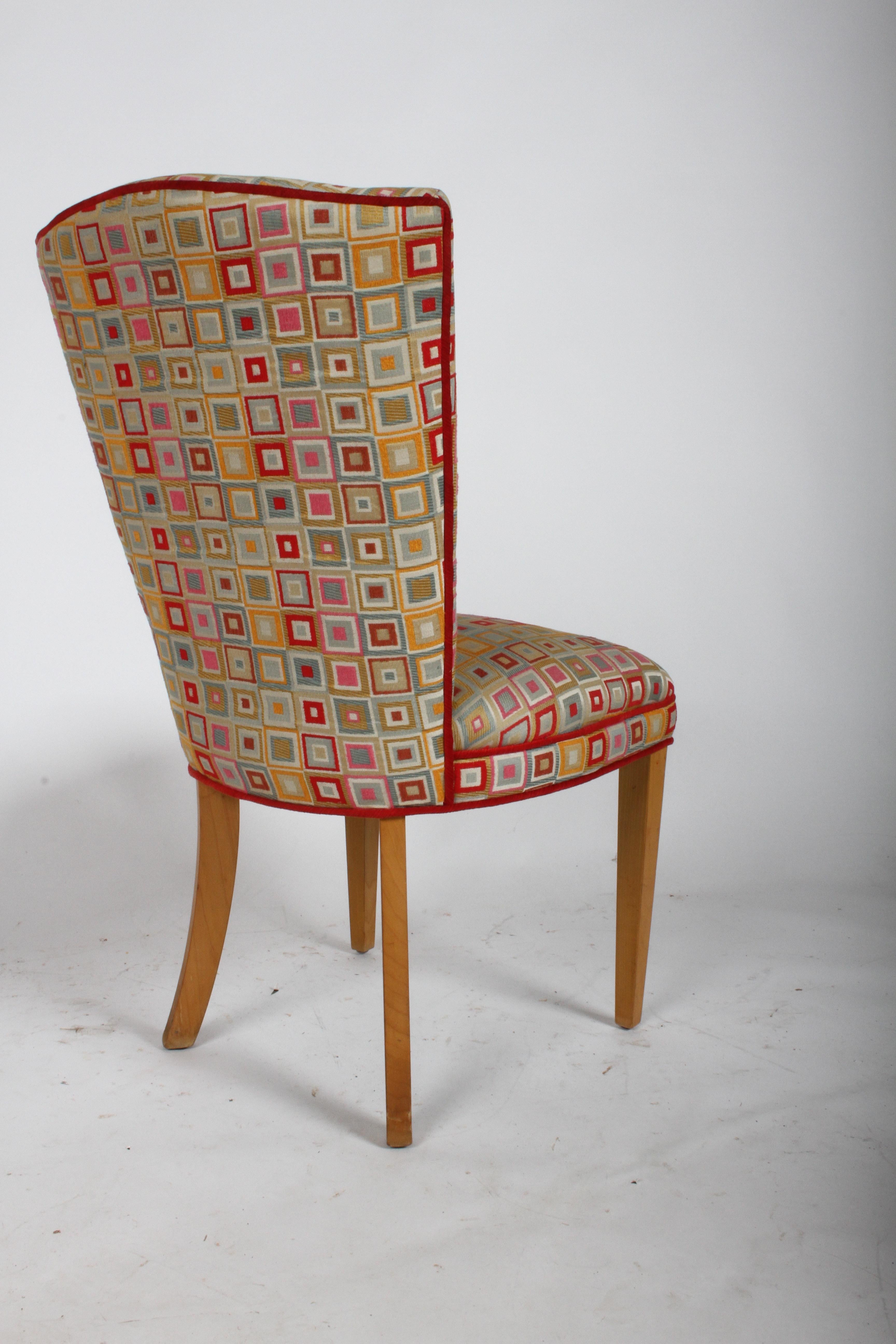 American Pair of Mid-Century Modern Colorful High Back Dining or Occasional Chairs -  For Sale