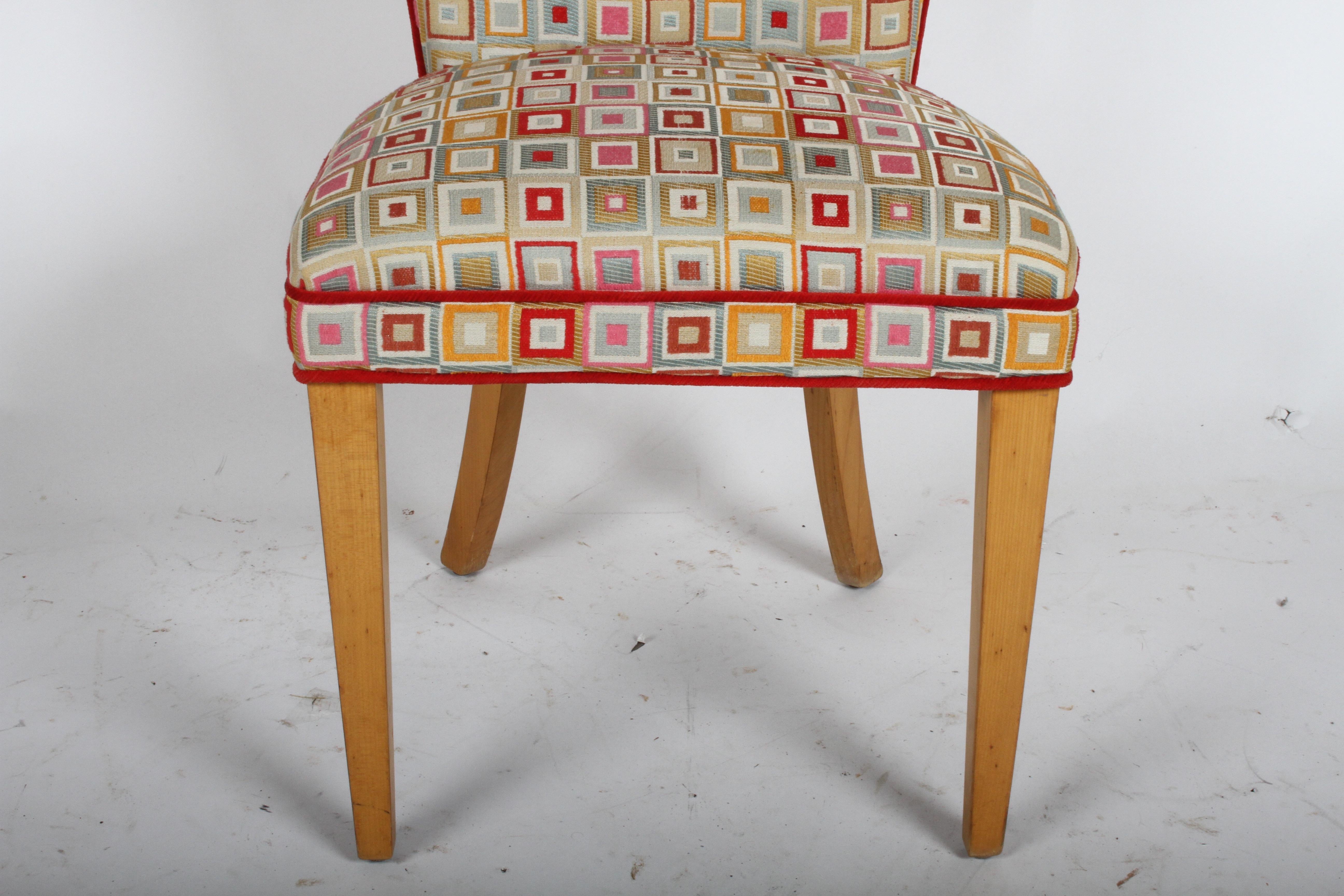 Pair of Mid-Century Modern Colorful High Back Dining or Occasional Chairs -  In Good Condition For Sale In St. Louis, MO