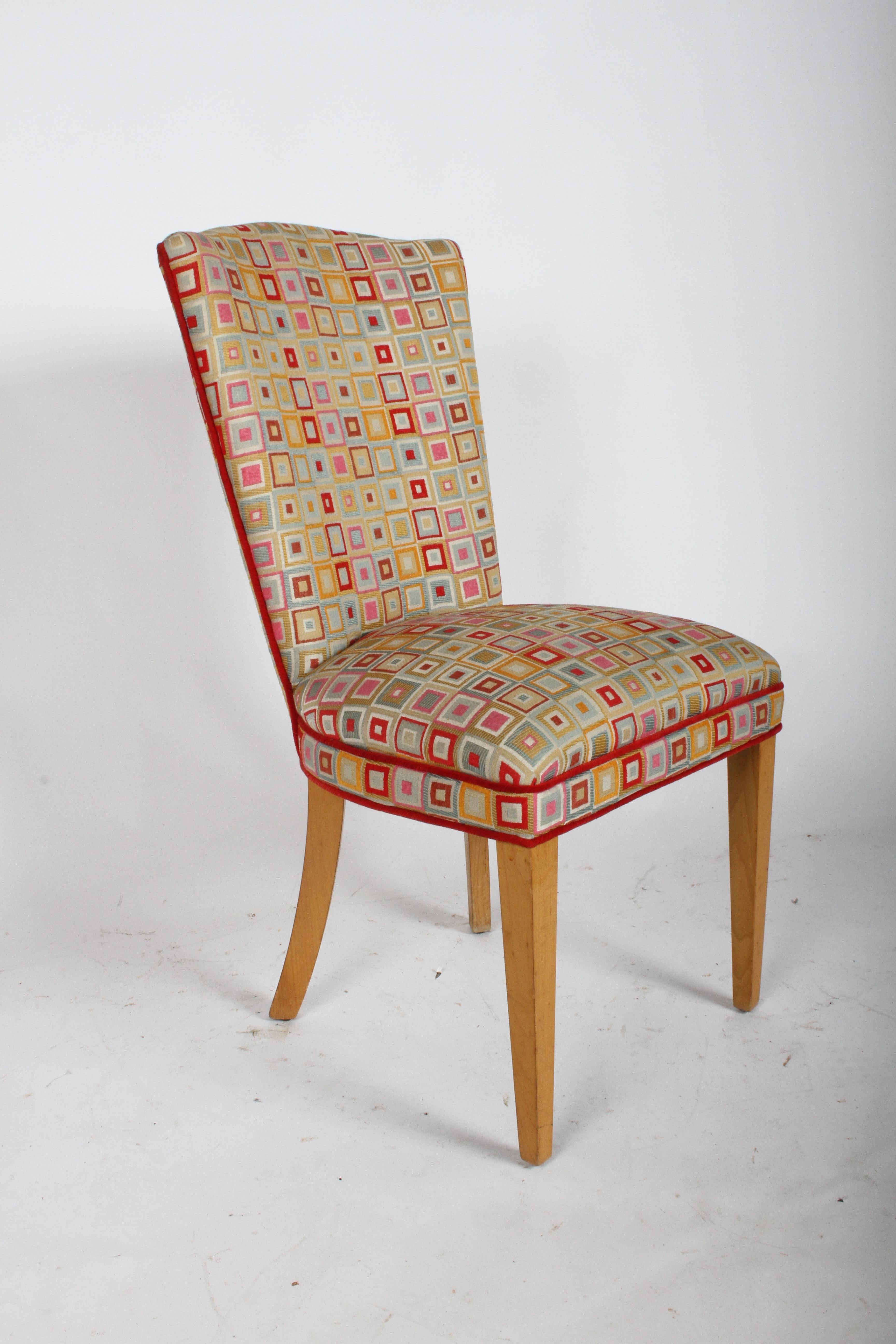 Mid-20th Century Pair of Mid-Century Modern Colorful High Back Dining or Occasional Chairs -  For Sale